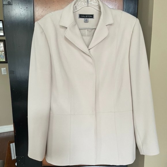 Halston sz 10 Cream Skirt Suit - Picture 1 of 7